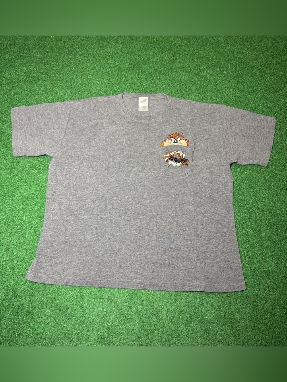 Taz Looney Tunes Cartoon Pocket T Shirt Large 22x26 Warner Bros